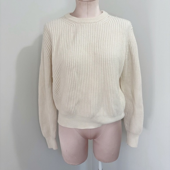 Maje Cream Wool Blend Sweater Size 3 Size Medium Ribbed Cableknit - Picture 1 of 15